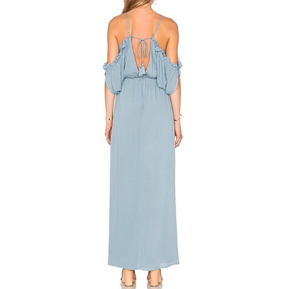 Lovers + Friends Revolve Light Blue V Neck Cold Shoulder Effortless Maxi Dress - Picture 7 of 13